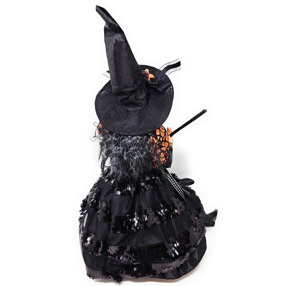 Halloween Elf Witch 24" Black Broom Party Decor Wreath Center - Picture 4 of 6